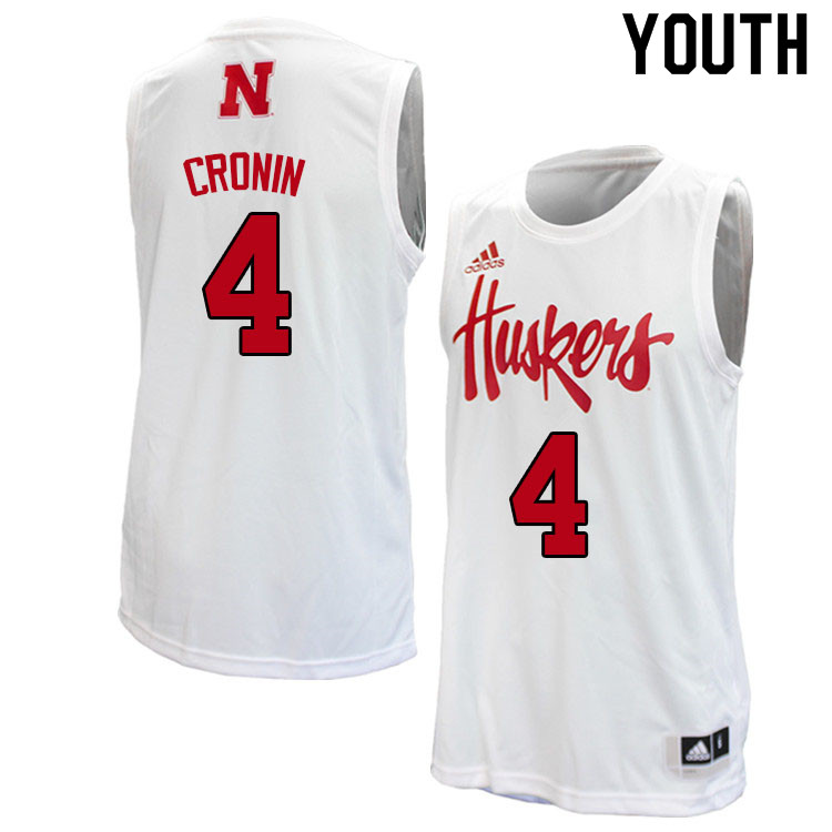 Youth #4 Jackson Cronin Nebraska Cornhuskers College Basketball Jerseys Sale-White